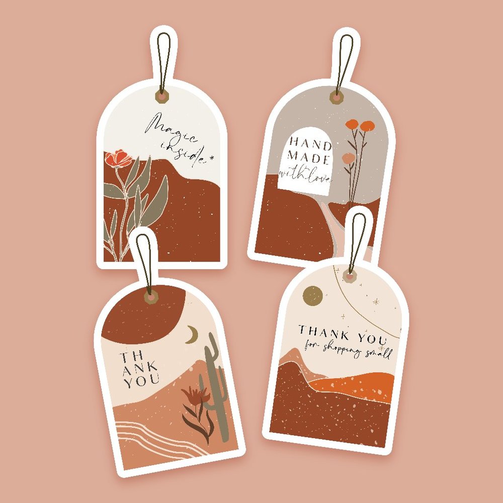 180 Terracotta Boho Art Dream Tag Reseller Sticker